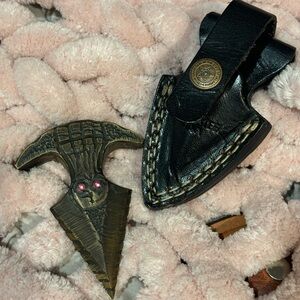 Unique Bronze Dagger with Black Leather Sheath